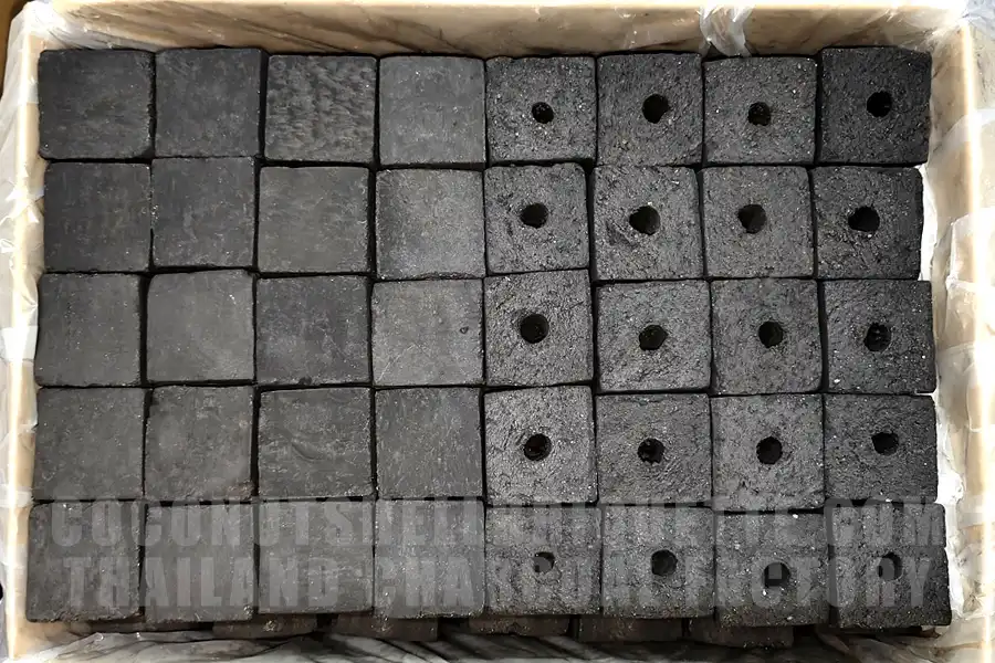 Square Cube Charcoal from Thailand, Coconut Shell Cube Charcoal for Barbecue